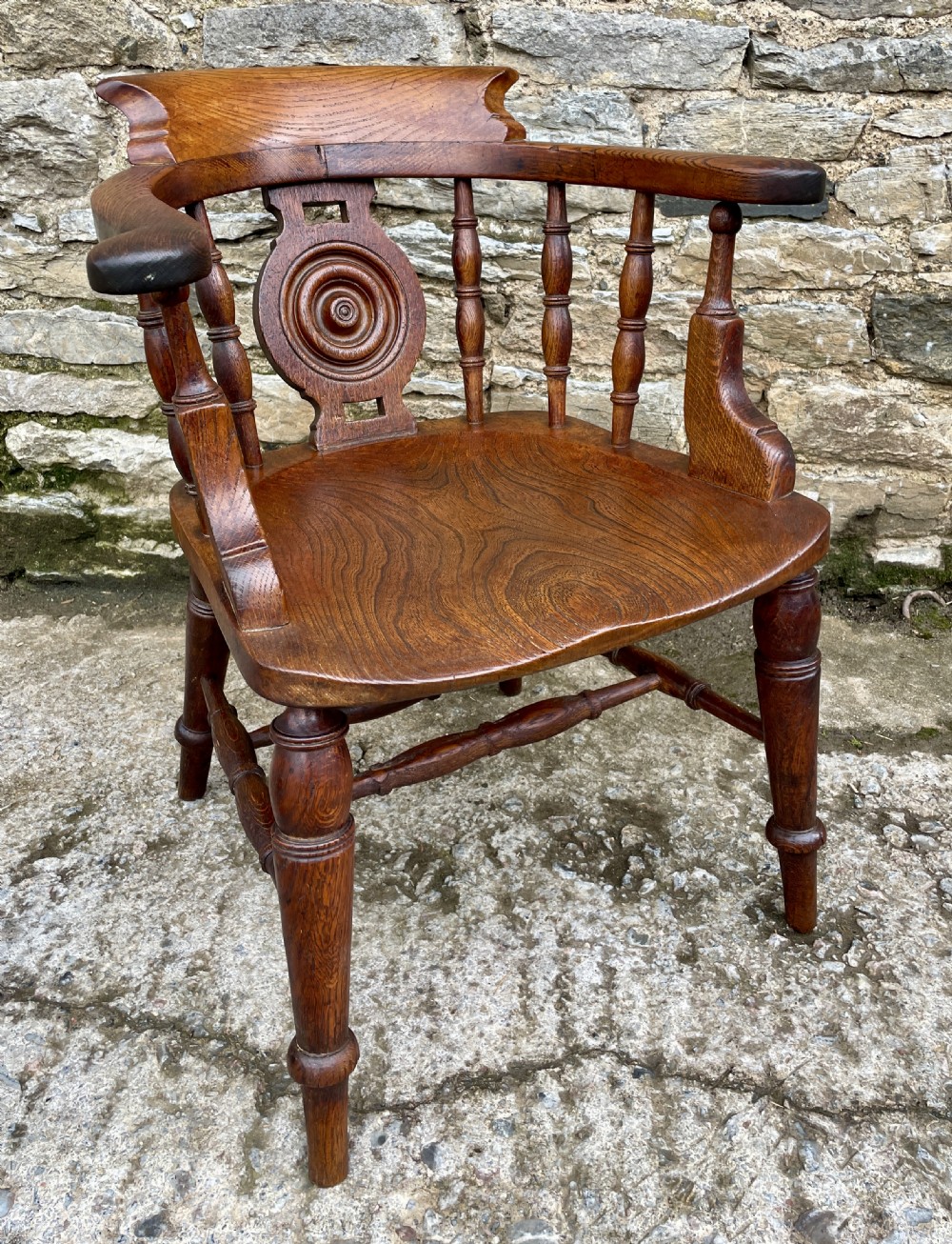 Victorian Elm and Oak Captains Chair View XVI