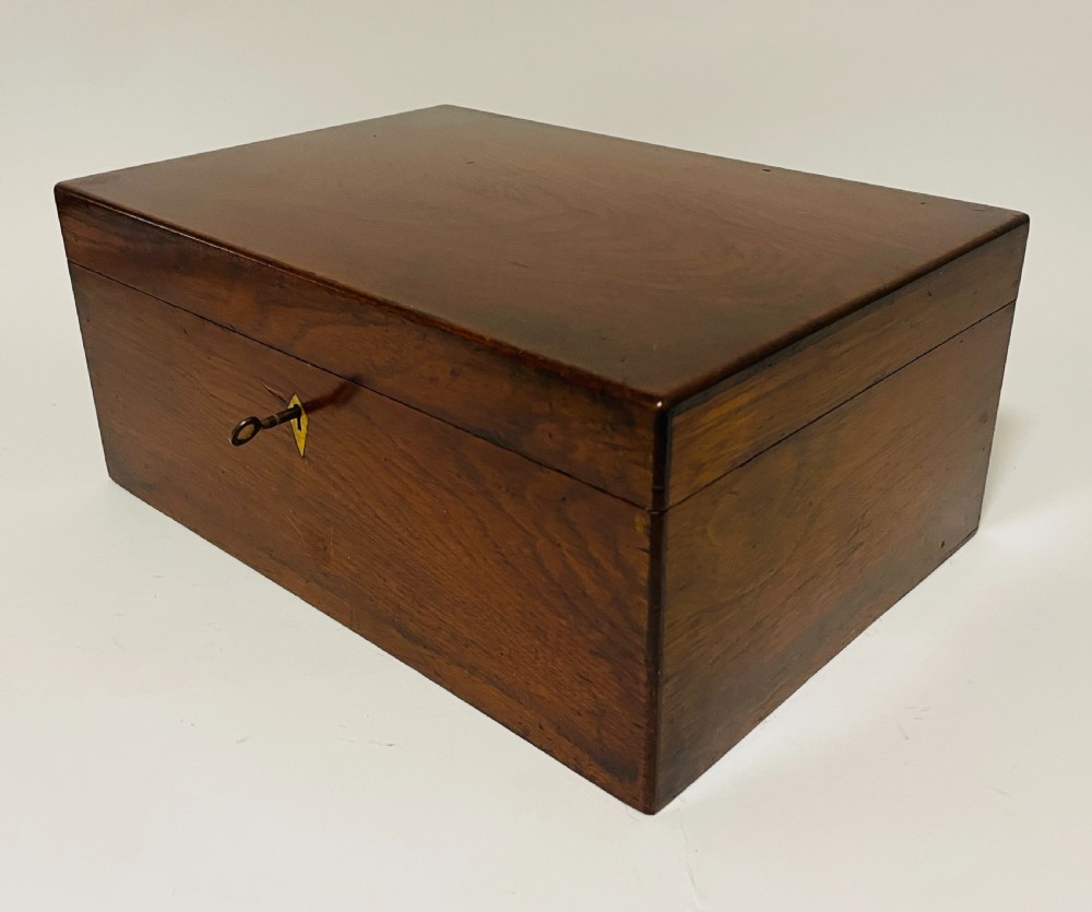 Antique Oak Document Box with Key View III