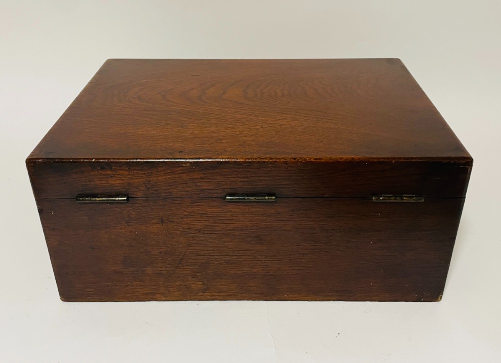 Antique Oak Document Box with Key View V