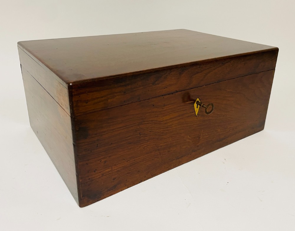 Antique Oak Document Box with Key View VIII