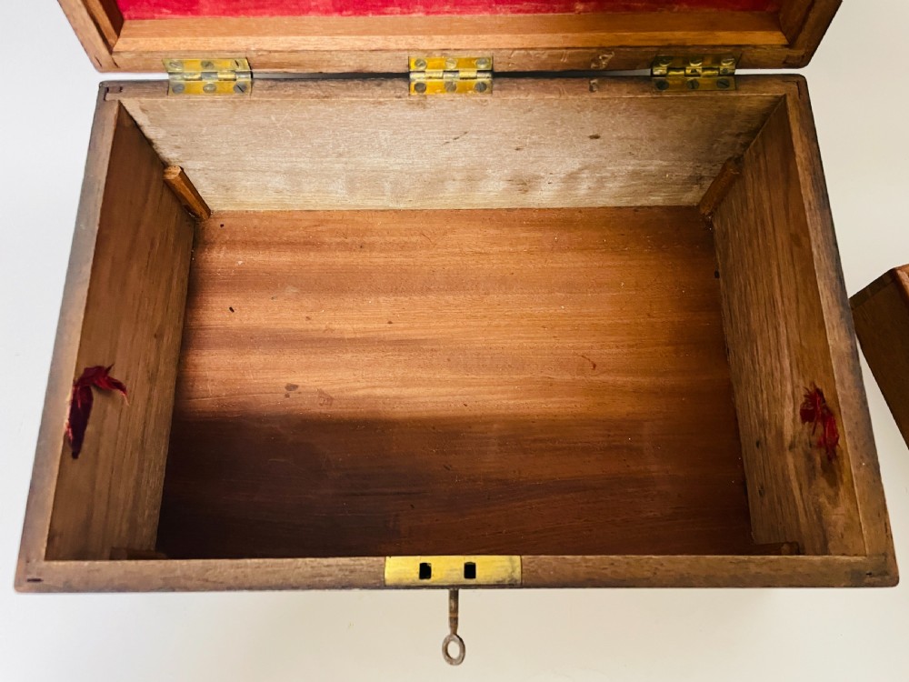 Antique Oak Document Box with Key View X