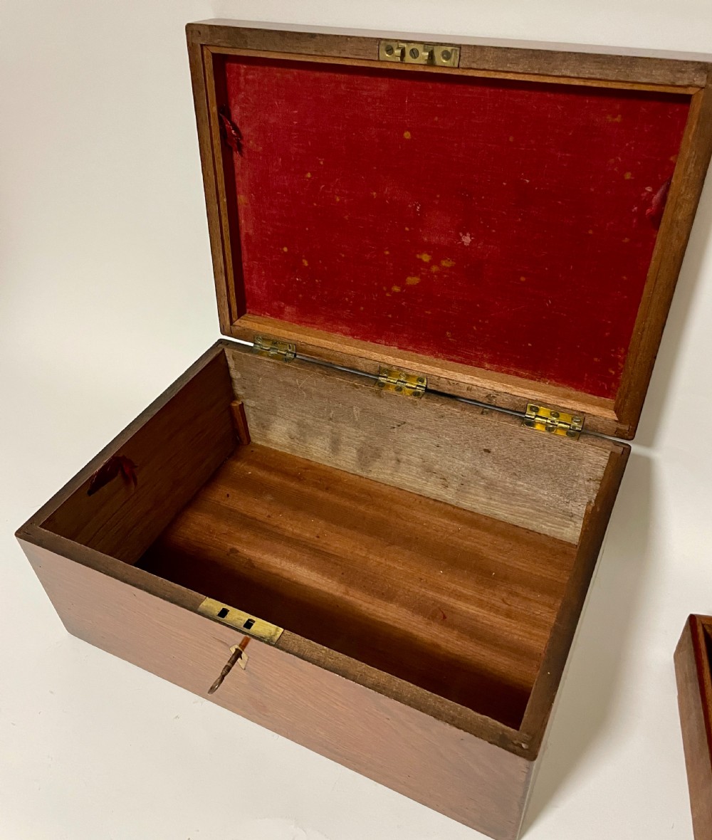 Antique Oak Document Box with Key View XI