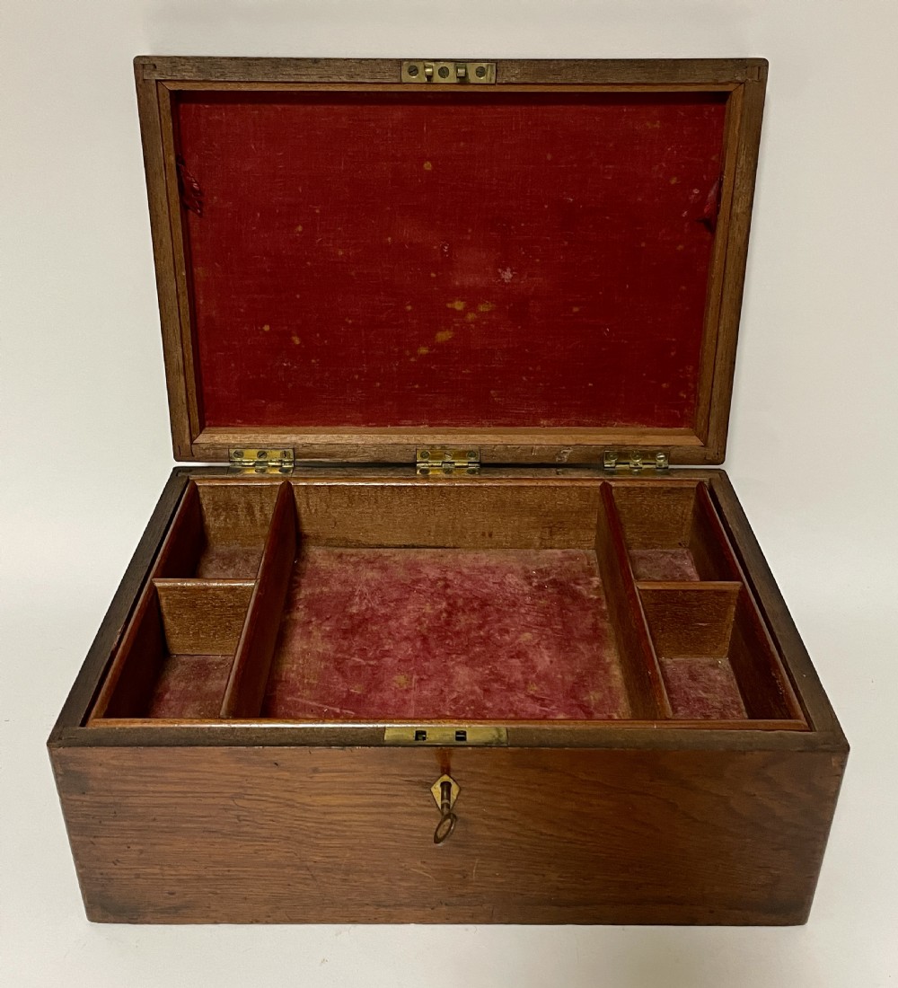 Antique Oak Document Box with Key View XV