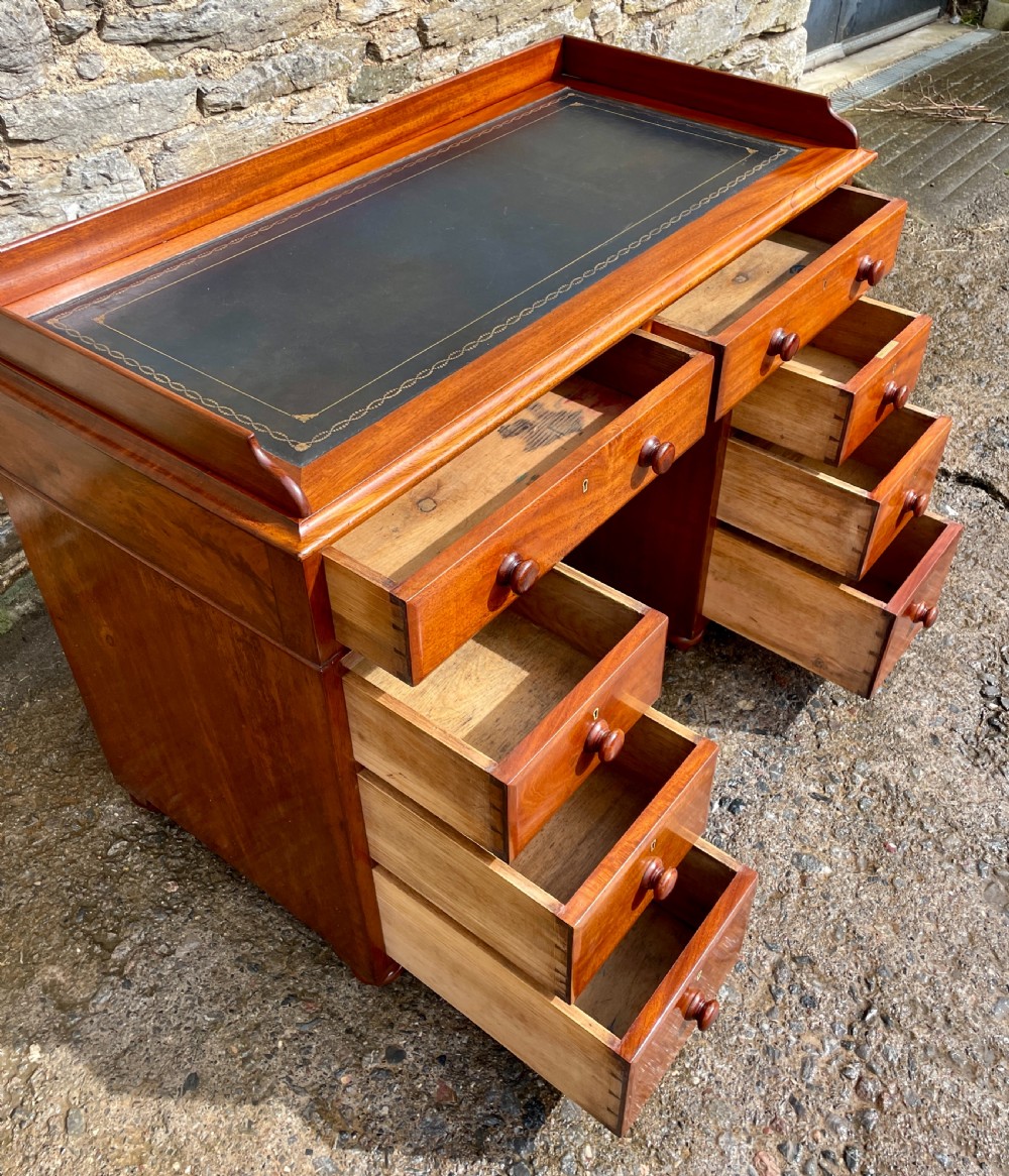 Antique Mahogany Campaign Desk View XII