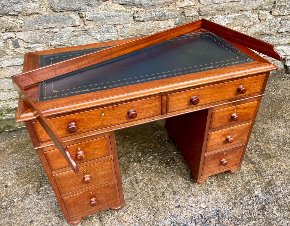 Antique Mahogany Campaign Desk View XV
