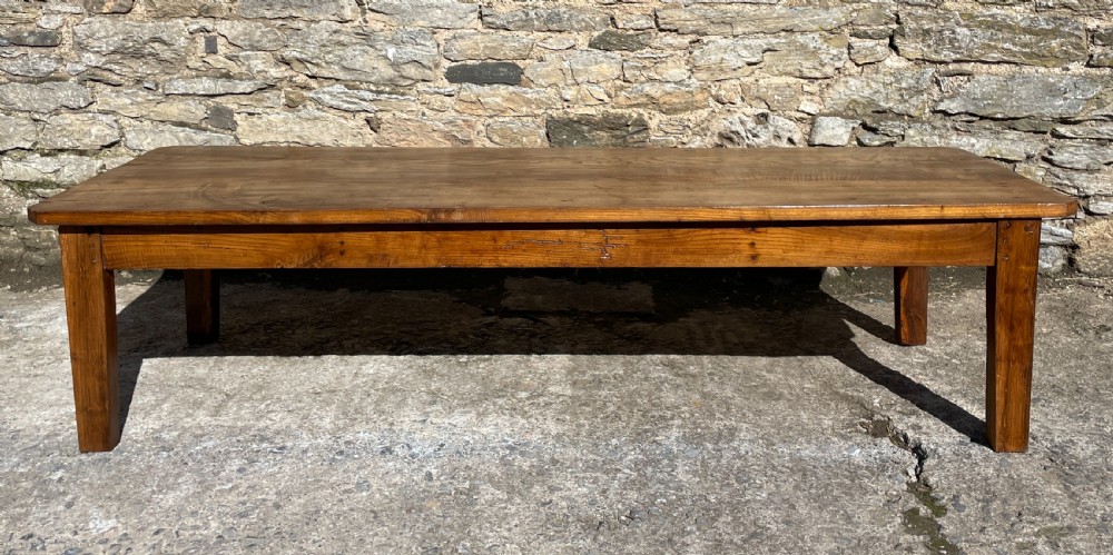 Large Antique French Chestnut Coffee Table
