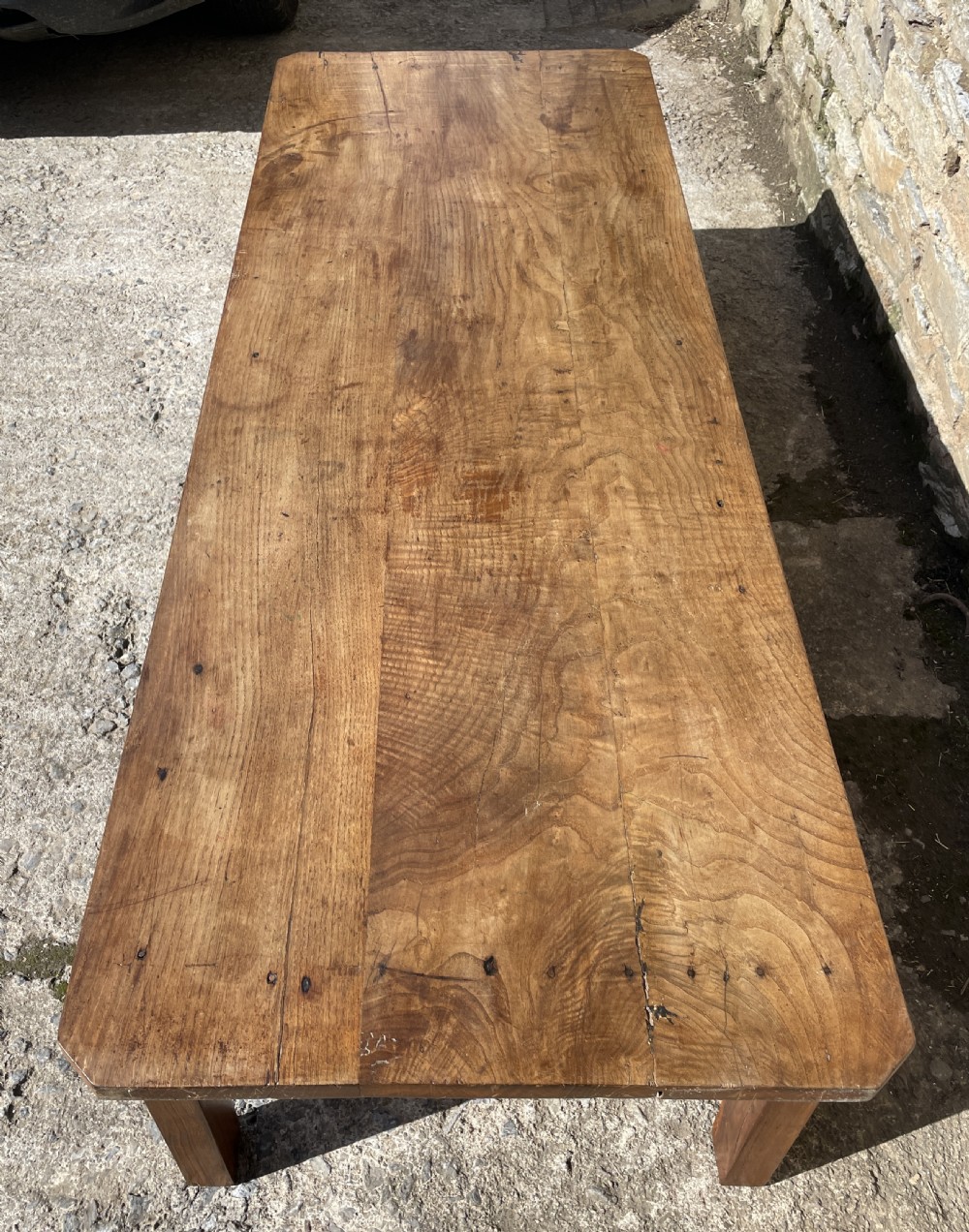 Large Antique French Chestnut Coffee Table View II