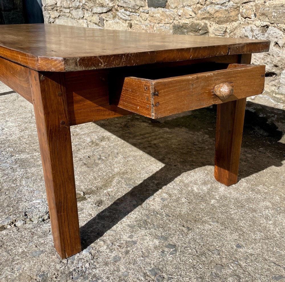 Large Antique French Chestnut Coffee Table View IV