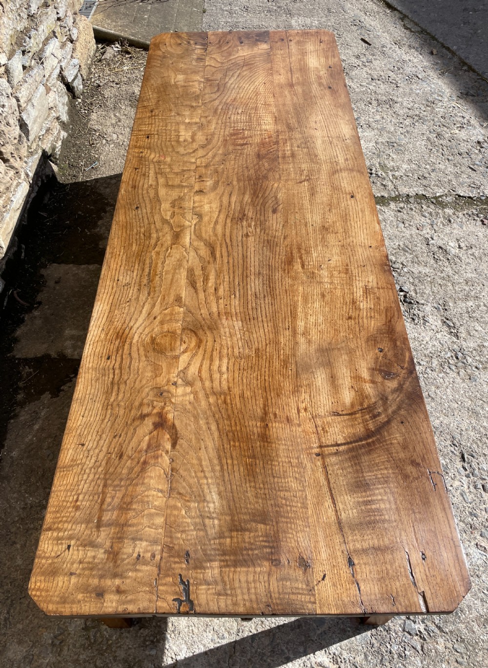 Large Antique French Chestnut Coffee Table View VII