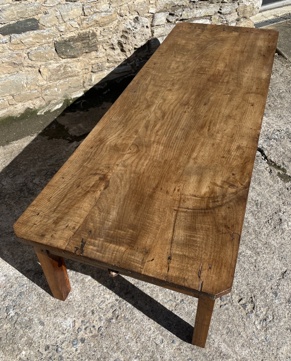 Large Antique French Chestnut Coffee Table View XI