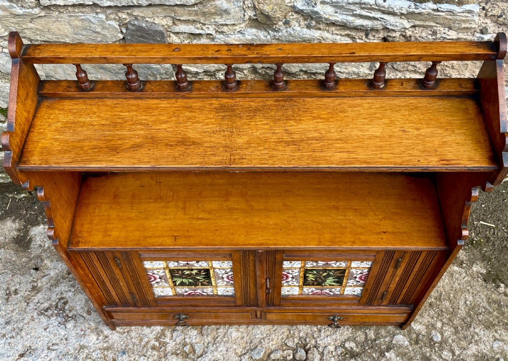 Arts and Crafts Oak Hanging Wall Cabinet View II