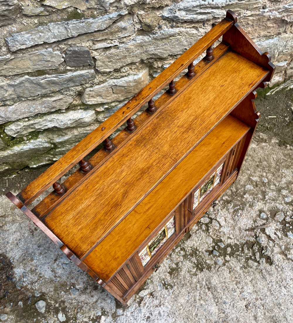 Arts and Crafts Oak Hanging Wall Cabinet View VII