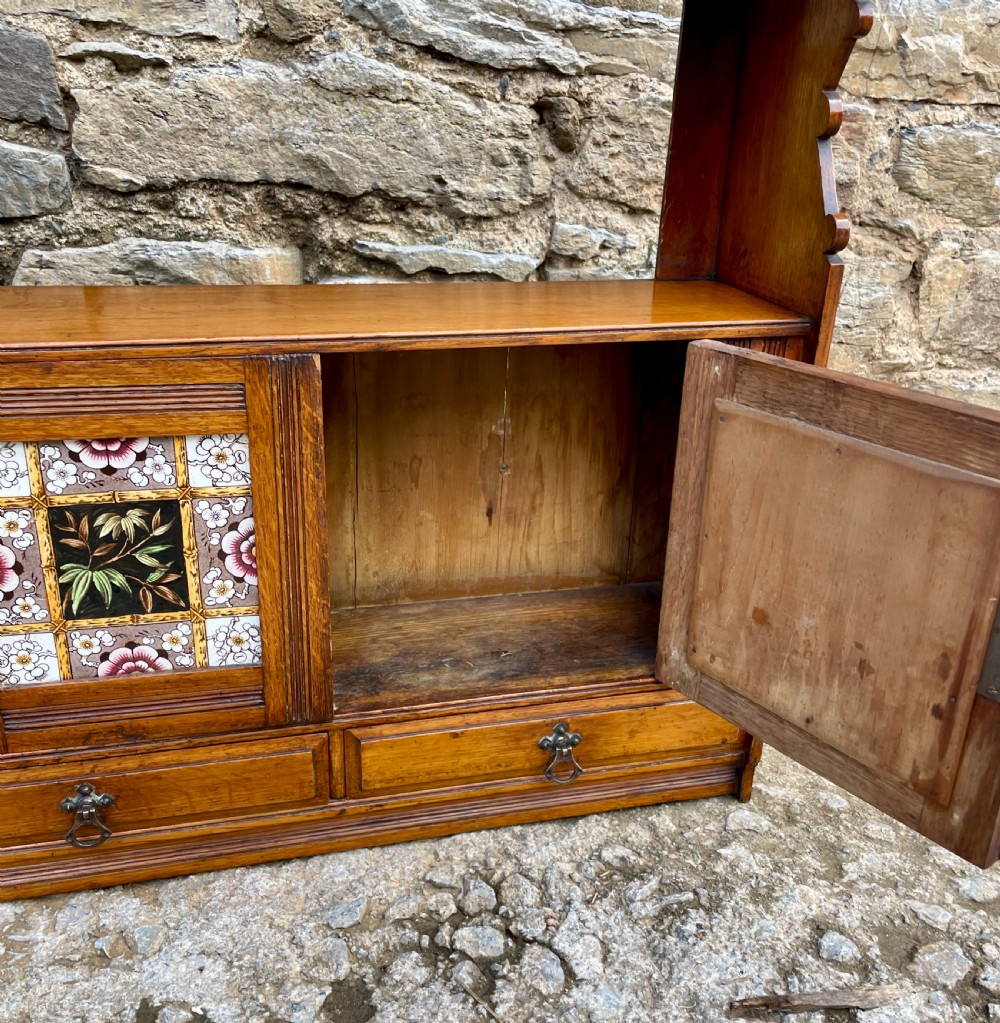 Arts and Crafts Oak Hanging Wall Cabinet View VIII