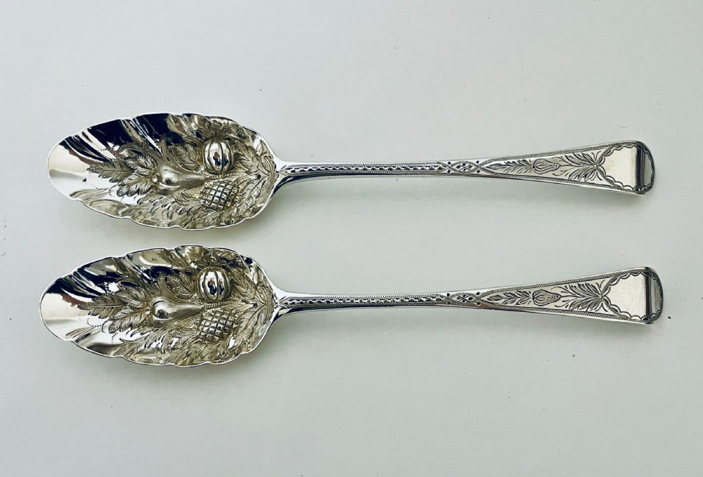 Pair of Georgian Silver Berry Spoons View II