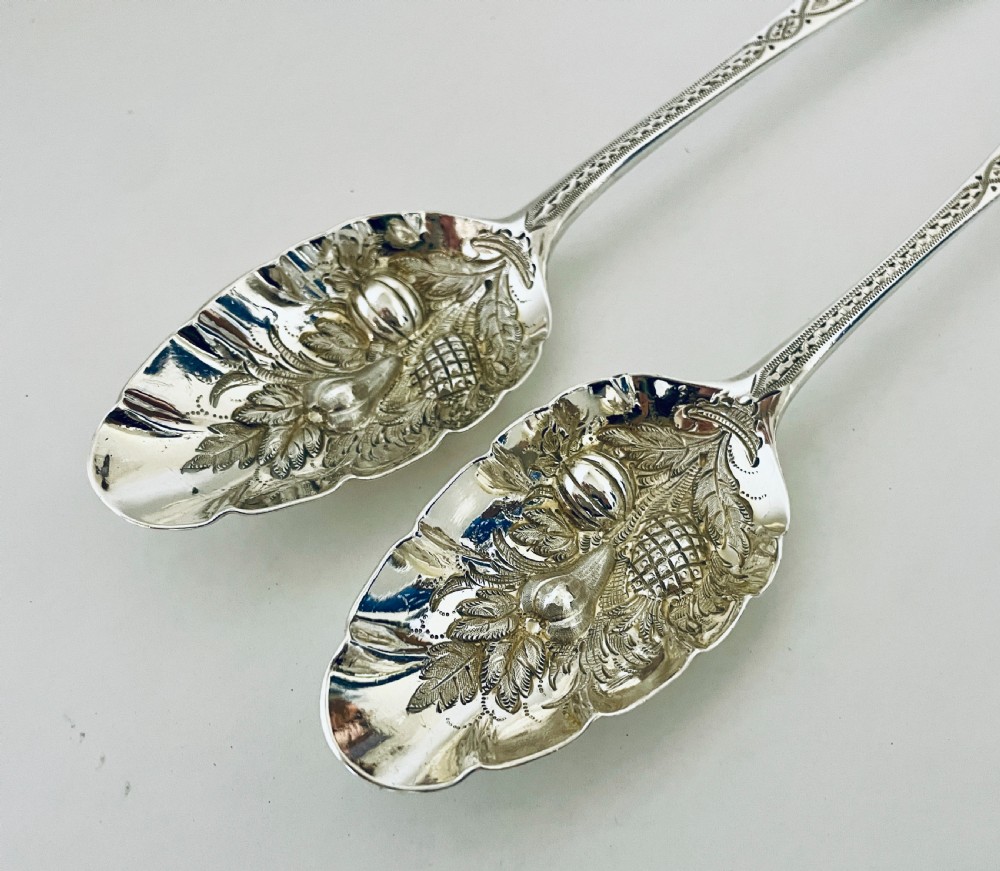 Pair of Georgian Silver Berry Spoons View III