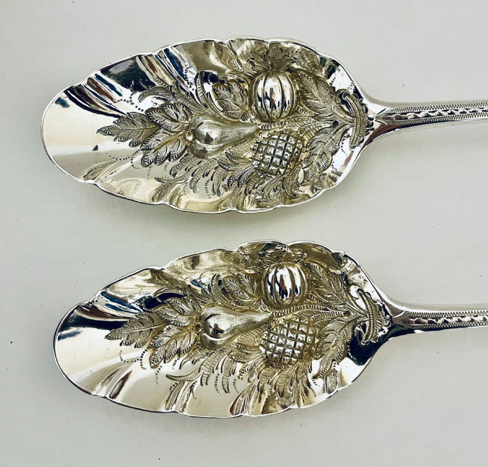Pair of Georgian Silver Berry Spoons View IV