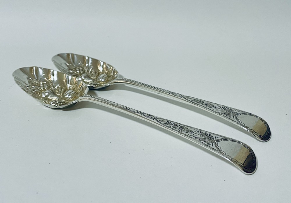 Pair of Georgian Silver Berry Spoons View VI