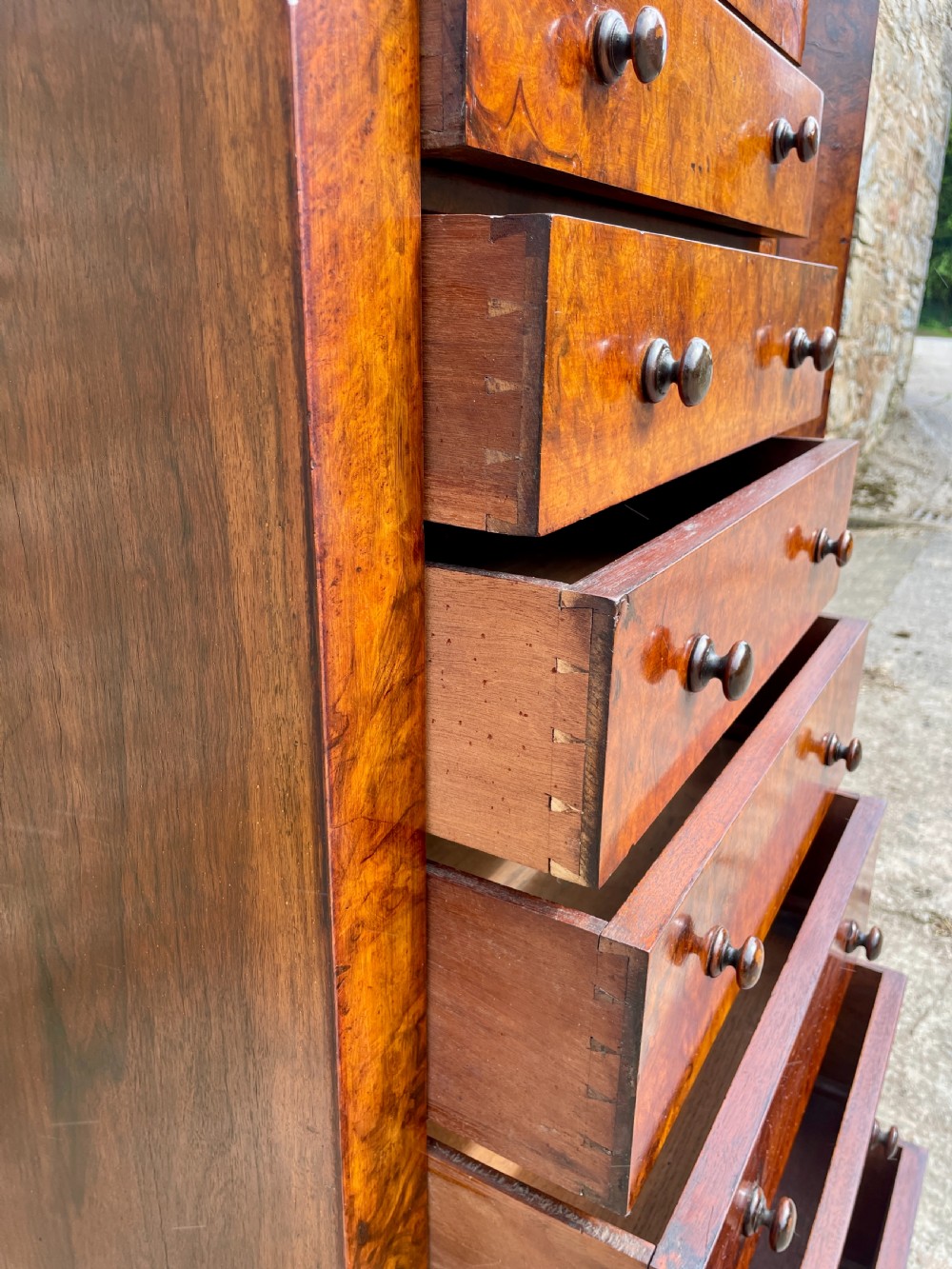 Victorian Burr Walnut Wellington Chest View IX