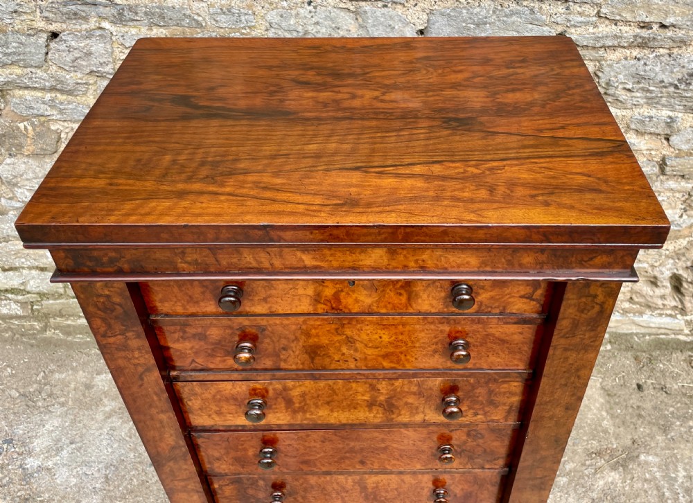 Victorian Burr Walnut Wellington Chest View XIII