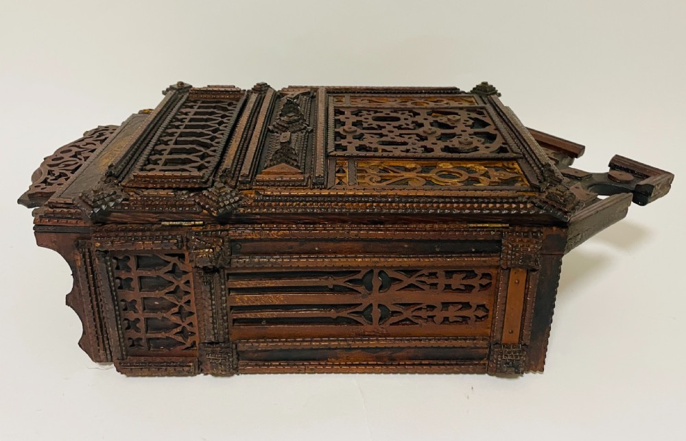 Antique Tramp Art Cabinet View V