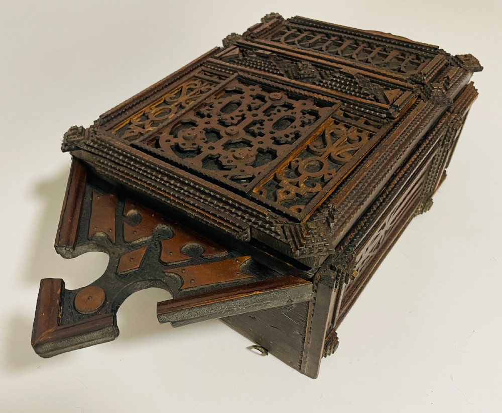 Antique Tramp Art Cabinet View XII