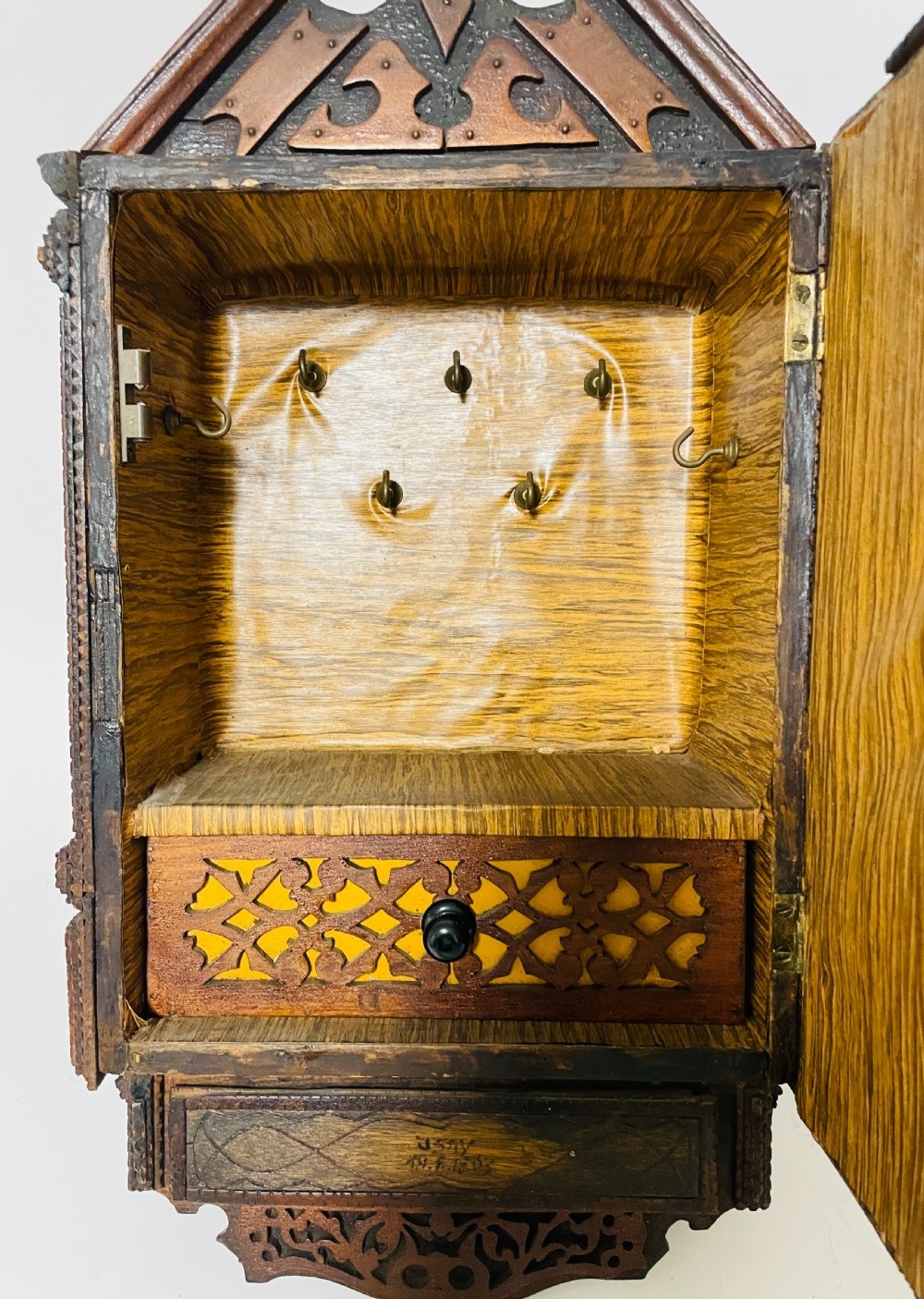 Antique Tramp Art Cabinet View XIV