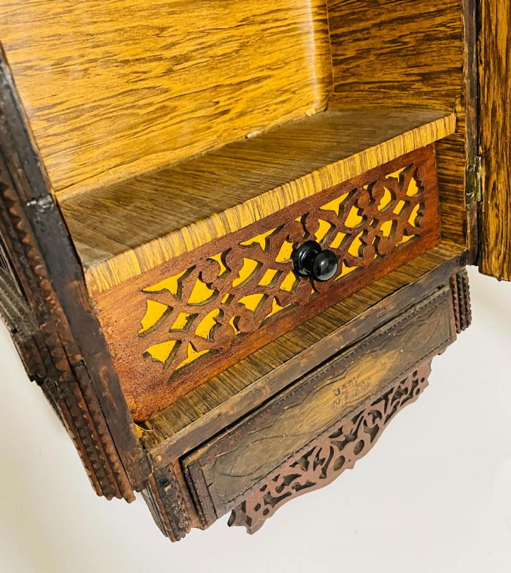 Antique Tramp Art Cabinet View XV