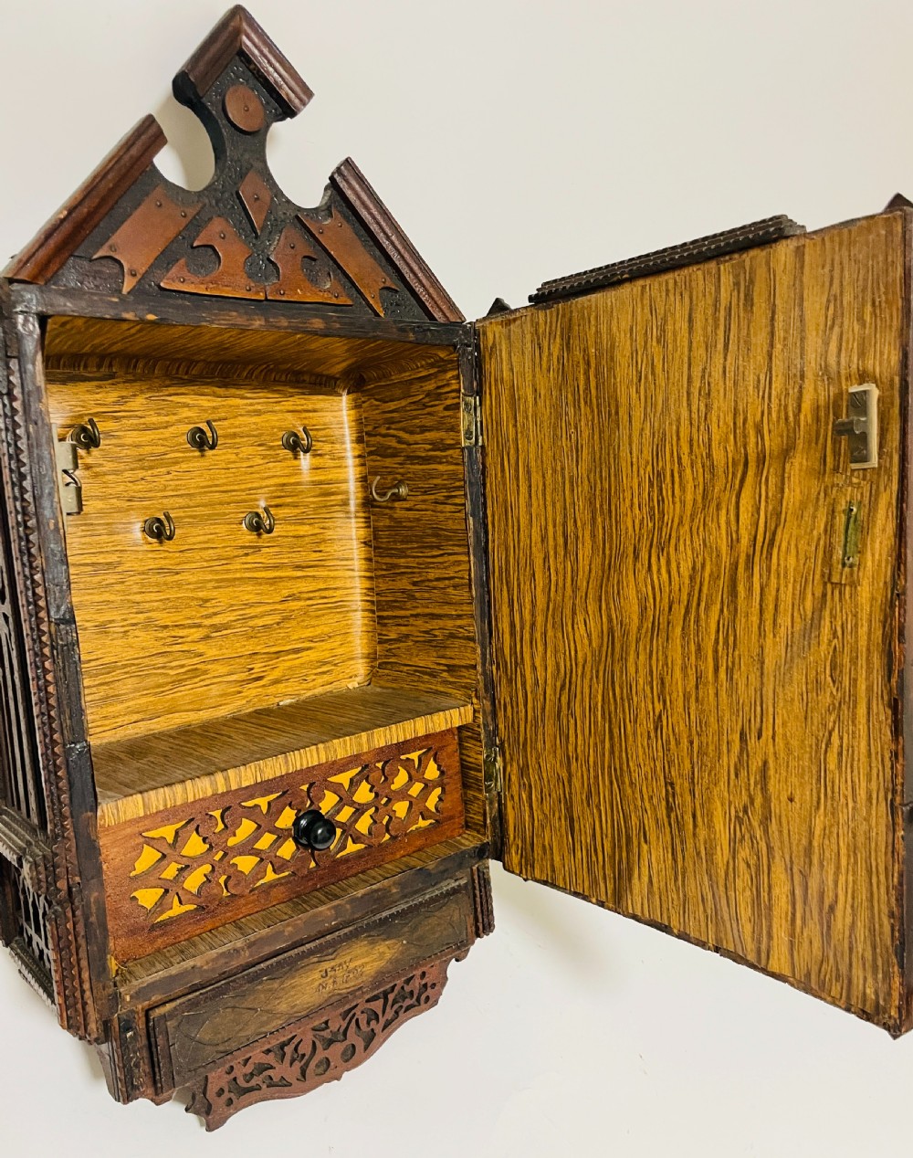 Antique Tramp Art Cabinet View XVI