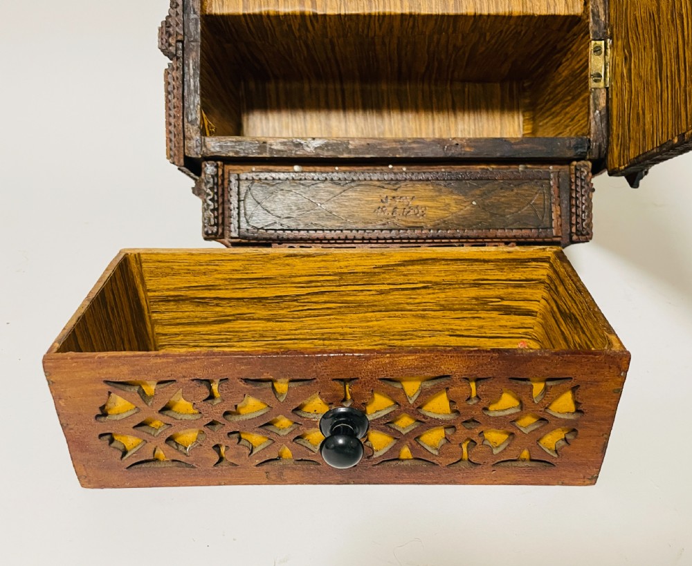 Antique Tramp Art Cabinet View XVII