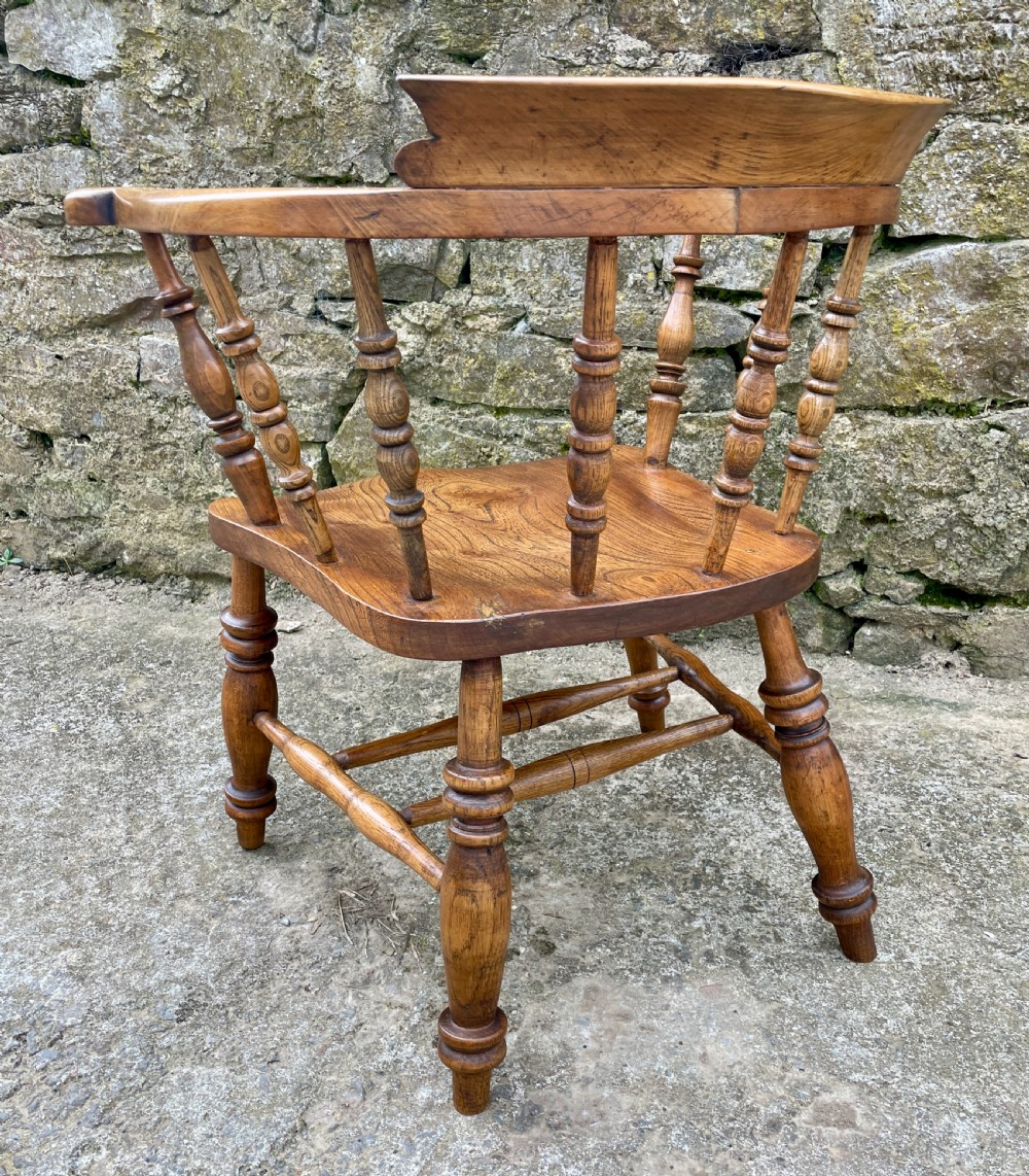 Antique Elm Captains Chair View XIII