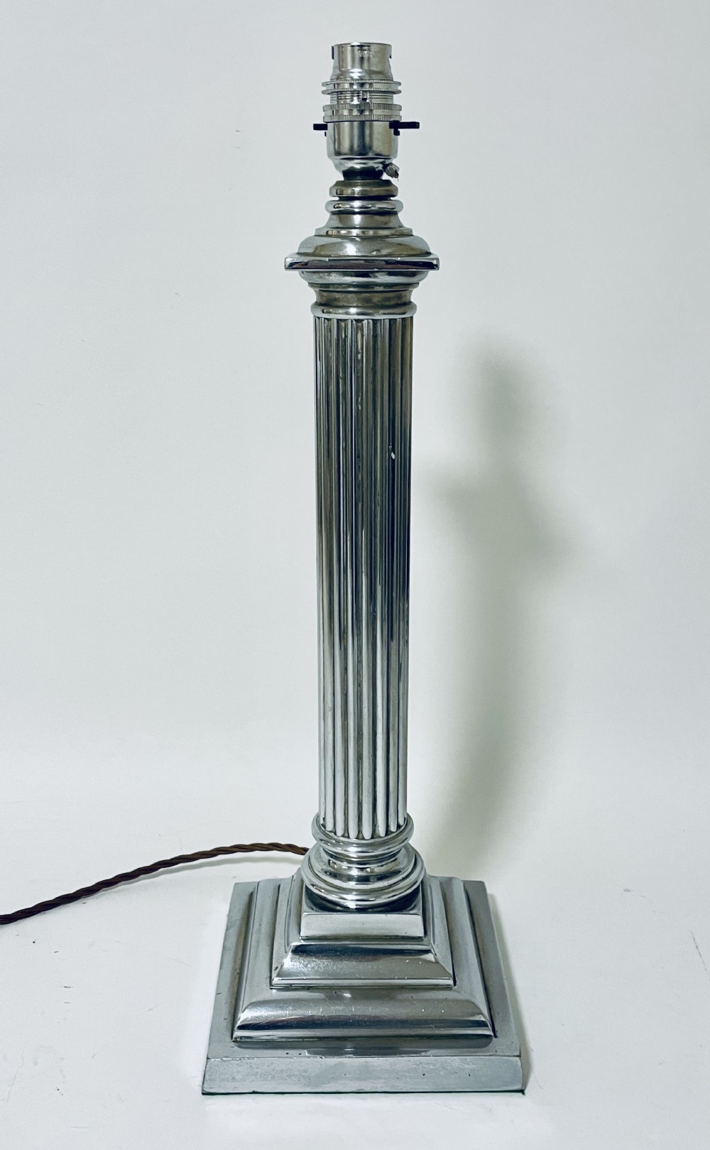 Antique Silver Plated Column Table Lamp