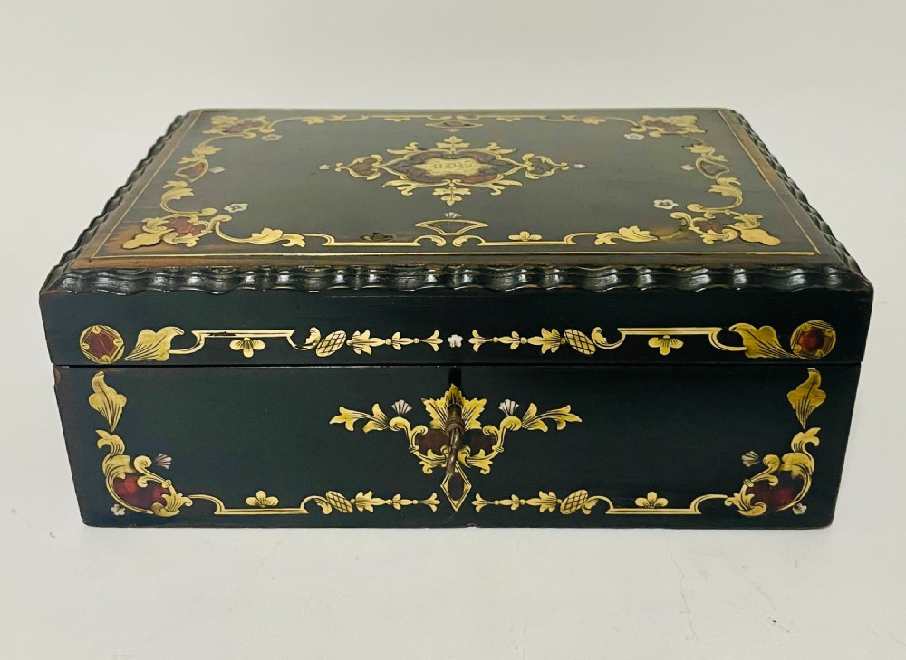 Antique French Ebonised Inlaid Box