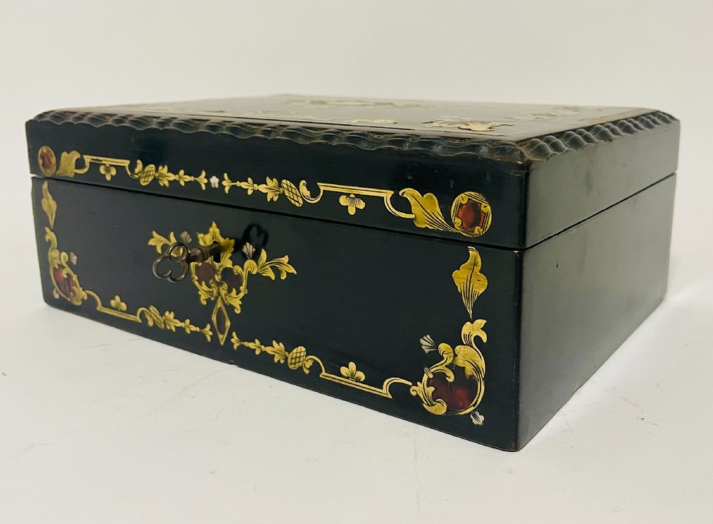 Antique French Ebonised Inlaid Box View V