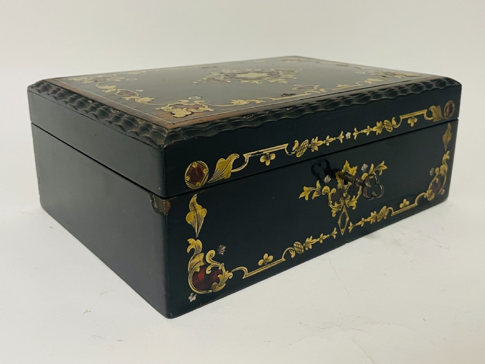 Antique French Ebonised Inlaid Box View X
