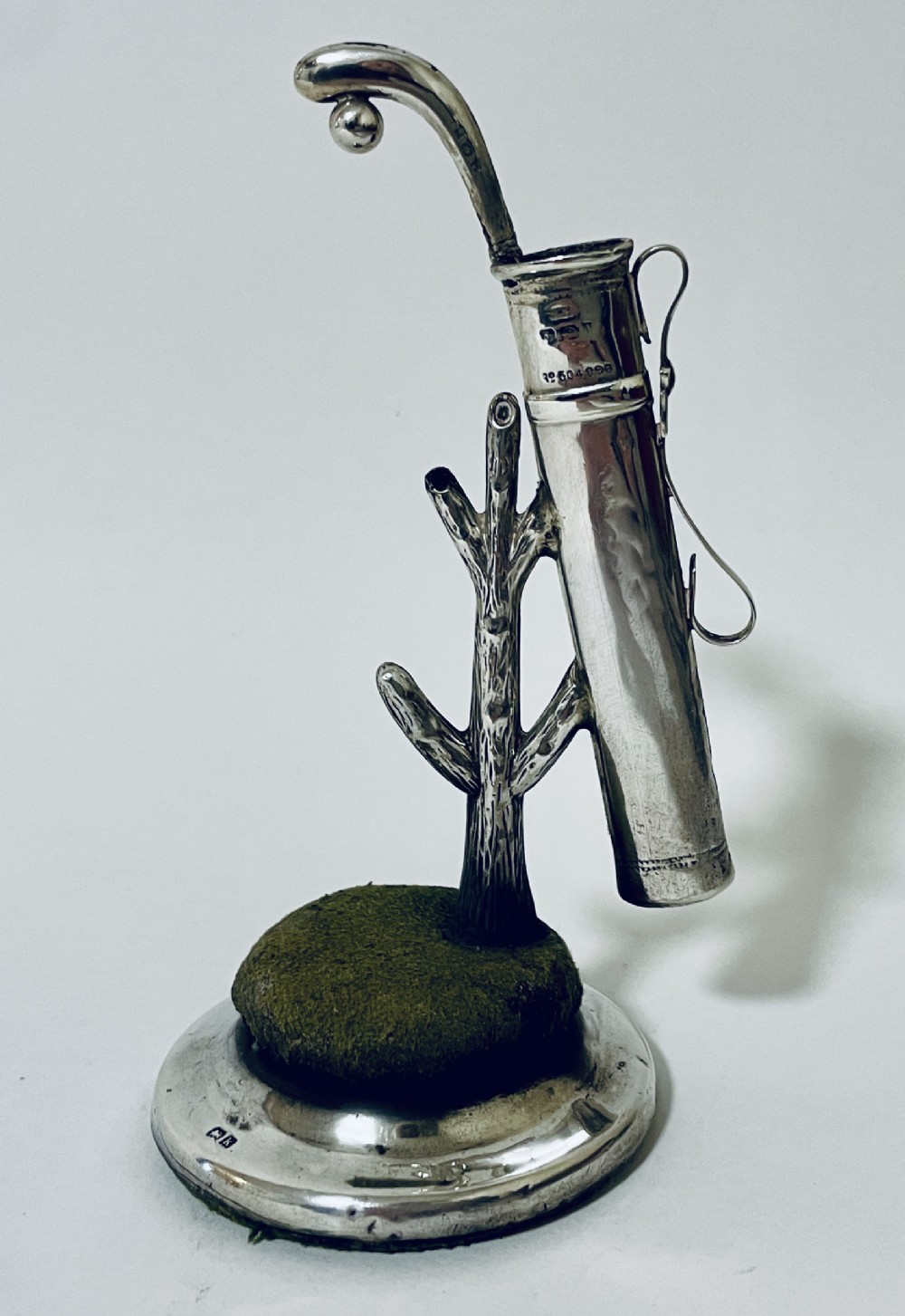 Antique Silver Golfing Hat Pin / Ring Stand