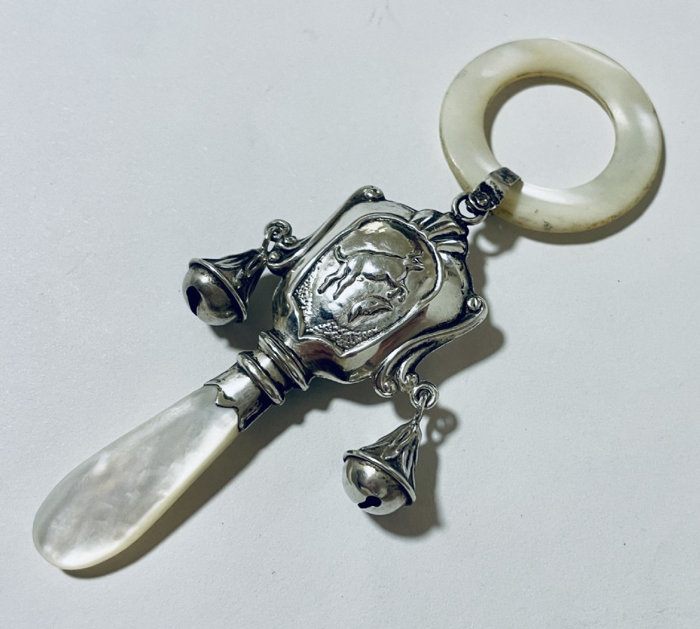 Antique Silver Baby's Teething Rattle