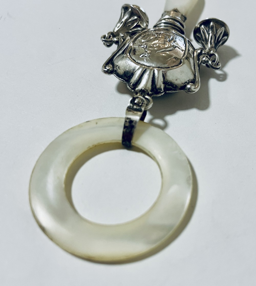 Antique Silver Baby's Teething Rattle View IV