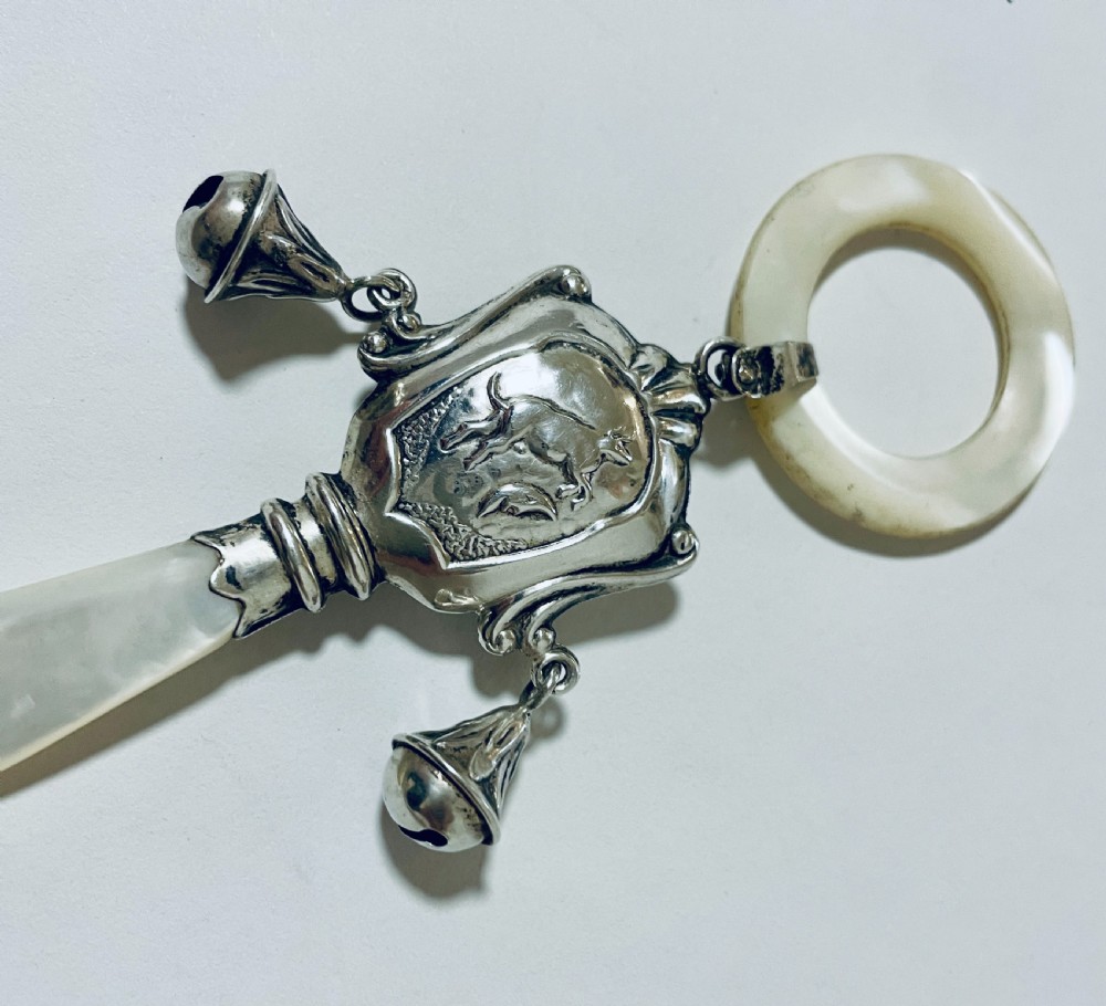 Antique Silver Baby's Teething Rattle View VI