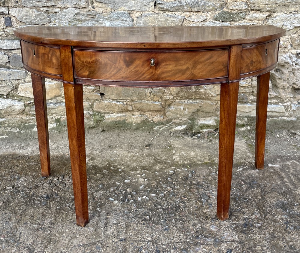 Georgian Mahogany Demi Lune Table with Drawer