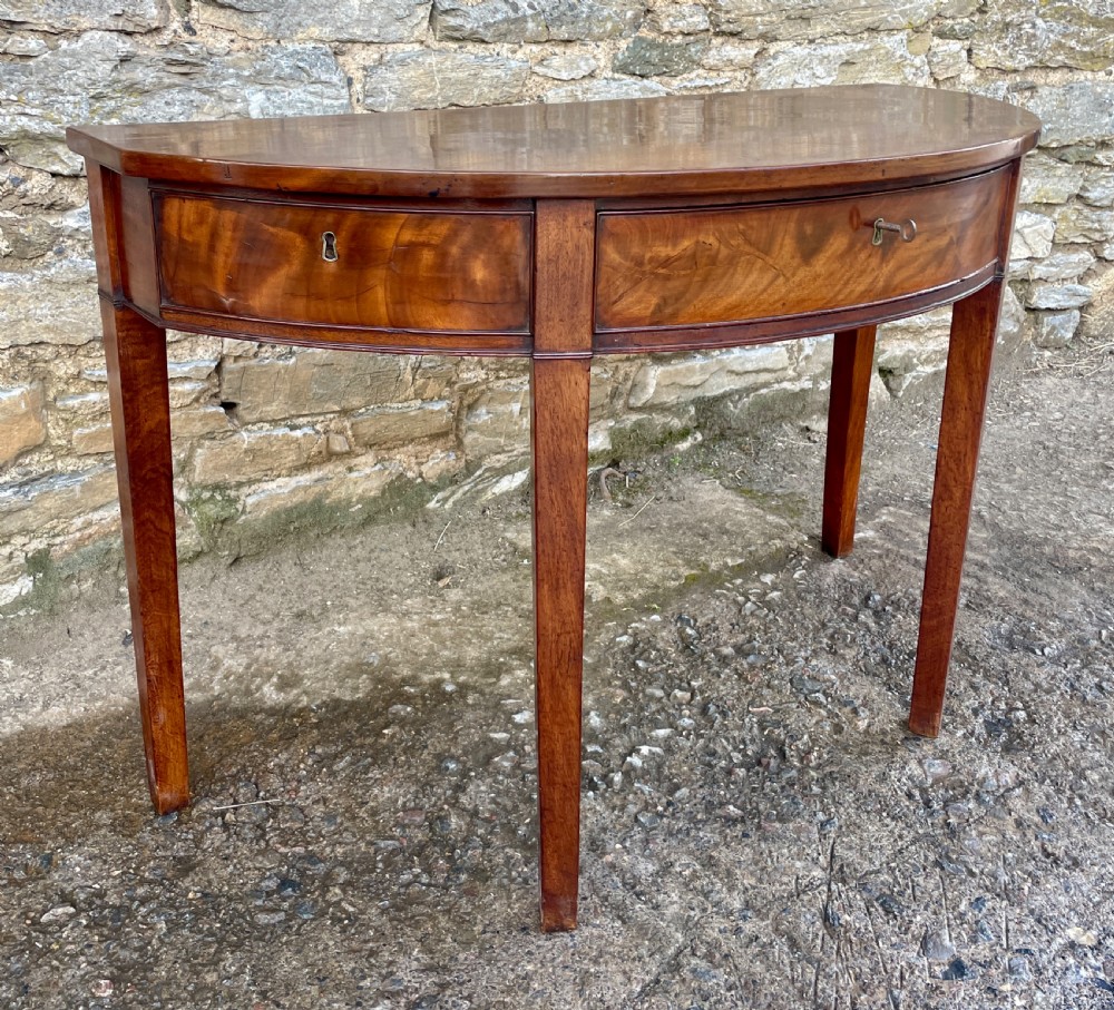 Georgian Mahogany Demi Lune Table with Drawer View III