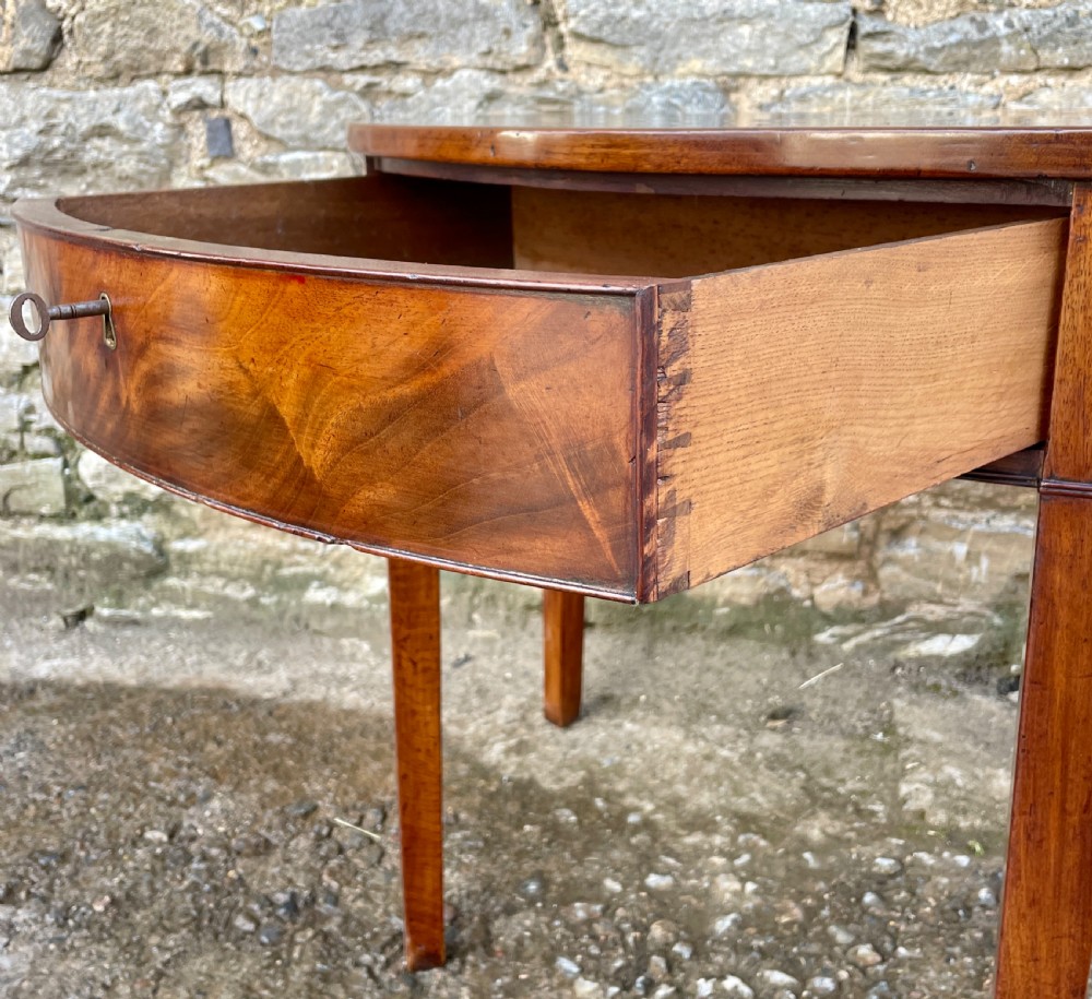 Georgian Mahogany Demi Lune Table with Drawer View IV