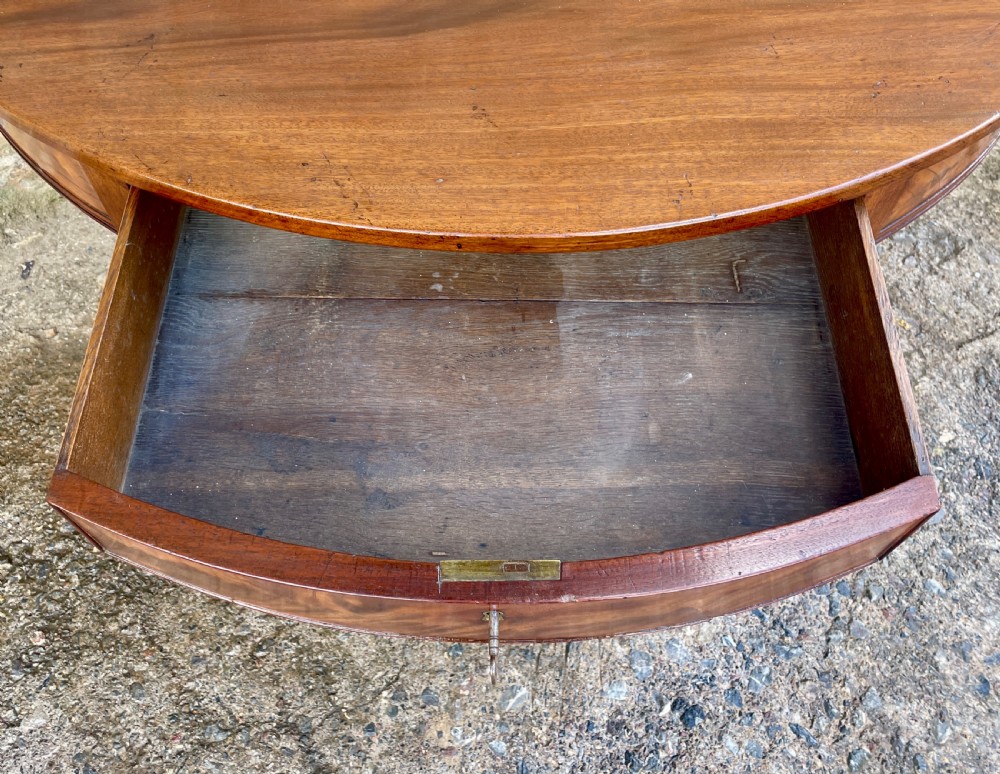 Georgian Mahogany Demi Lune Table with Drawer View V