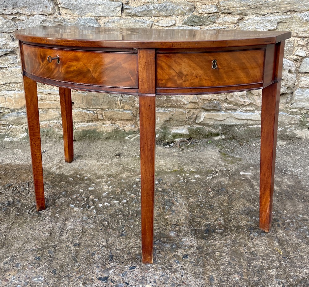 Georgian Mahogany Demi Lune Table with Drawer View VI