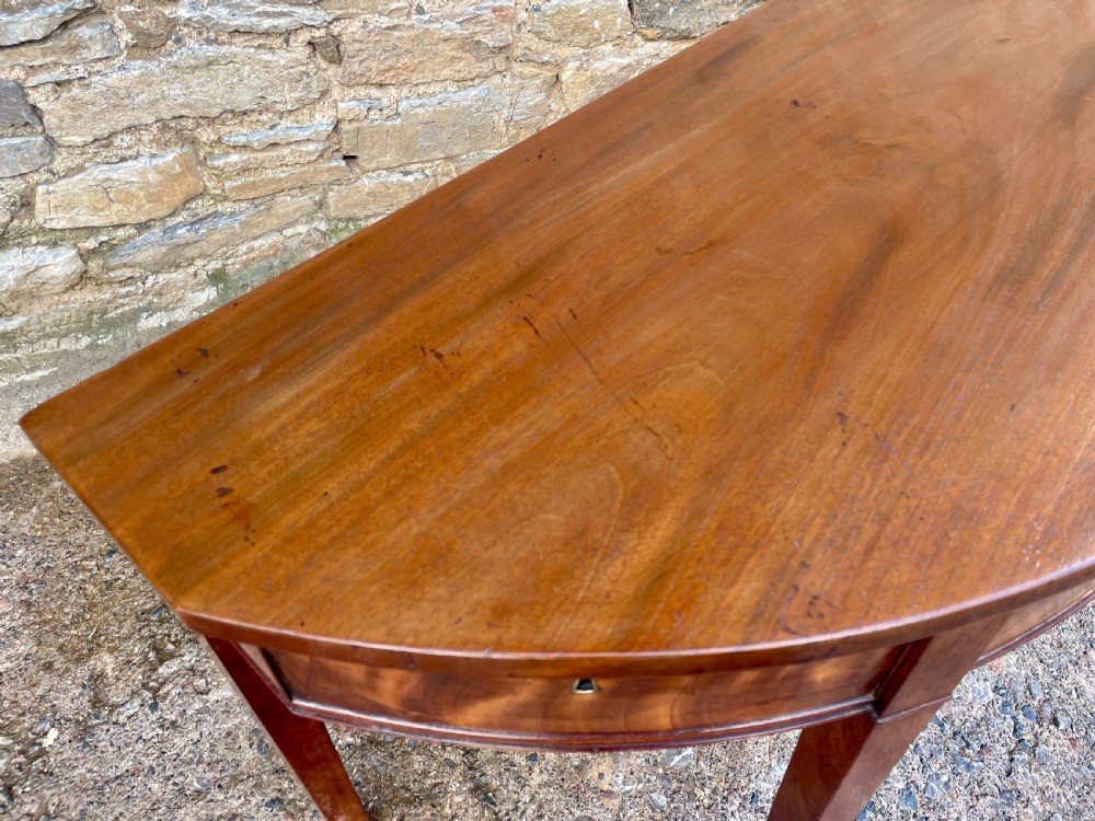 Georgian Mahogany Demi Lune Table with Drawer View XI