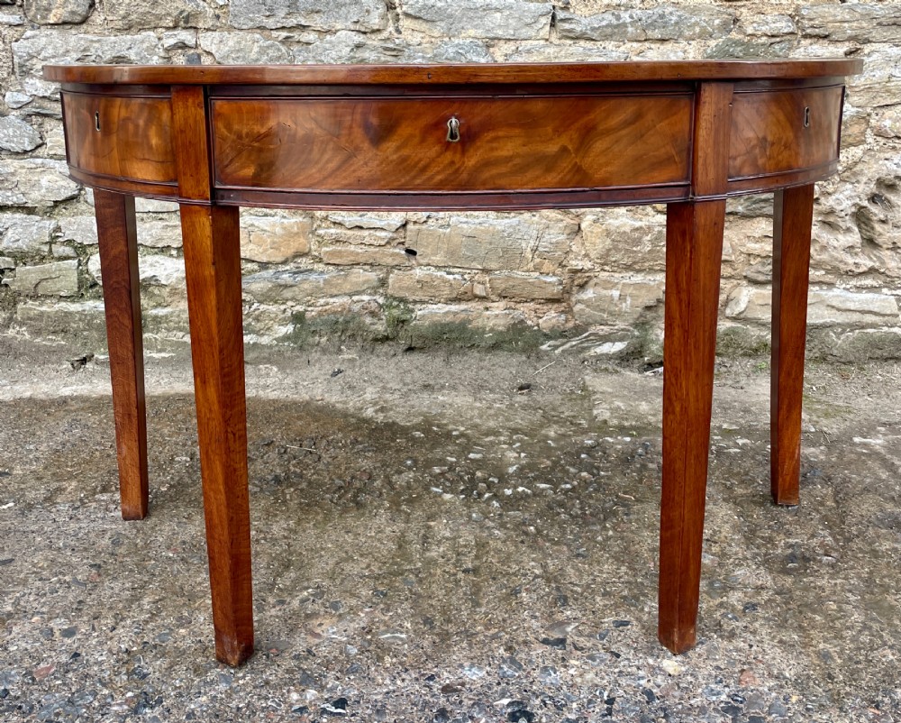 Georgian Mahogany Demi Lune Table with Drawer View XIII