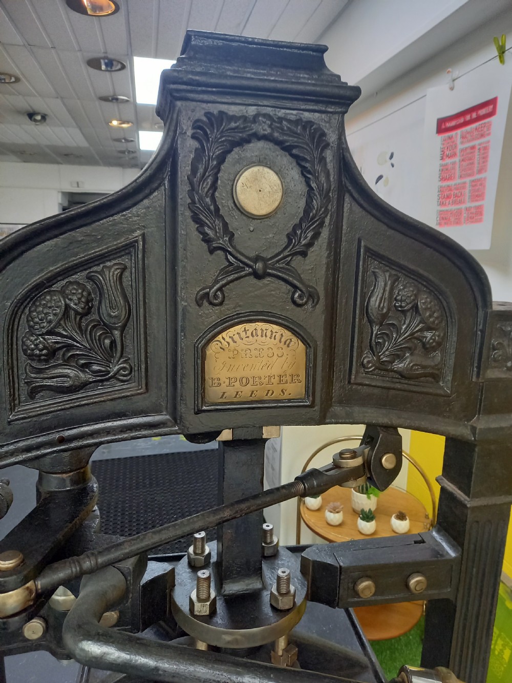 Victorian Cast Iron Britannia Relief Printing Press View II