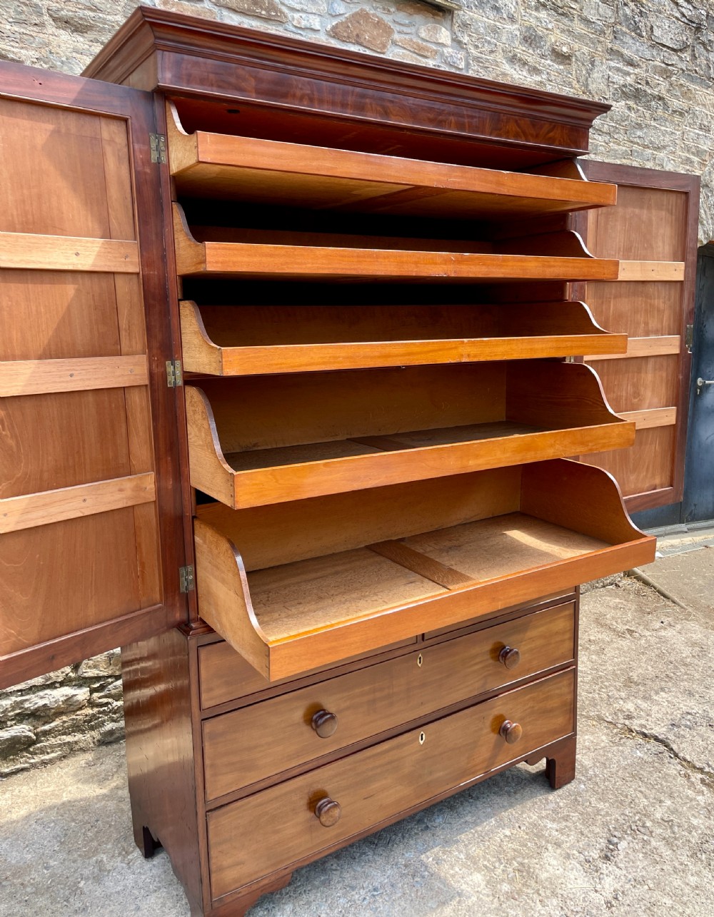 Regency Mahogany Linen Press Cupboard View IX