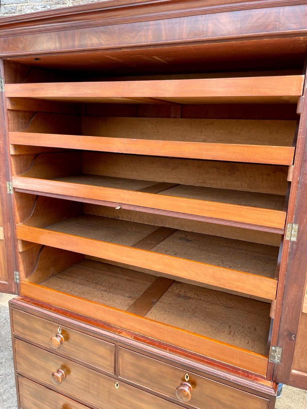 Regency Mahogany Linen Press Cupboard View XII