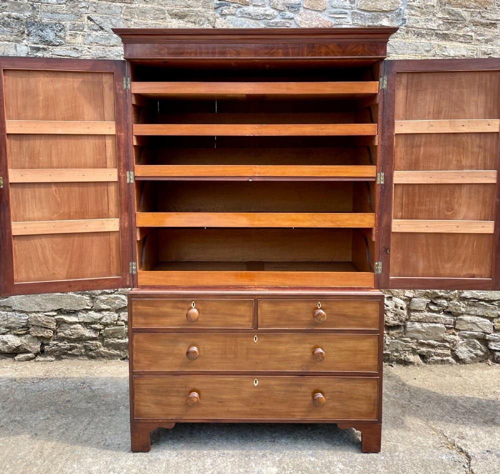 Regency Mahogany Linen Press Cupboard View XVII