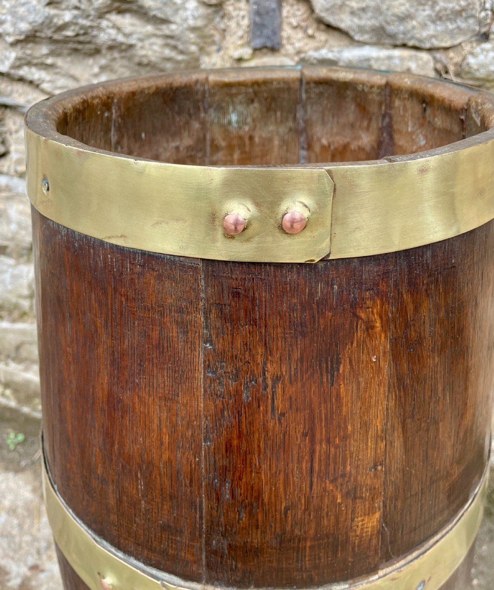 Antique Brass Bound Oak Barrel View VII
